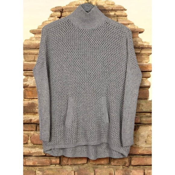 ANN TAYLOR LOFT Waffle Knit Kangaroo Pocket Oversized Dolman Sweater Camel XS - Picture 1 of 7